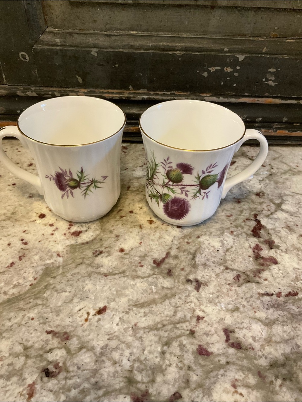 Set of 2 Duchess Bone China Mugs with Purple Thistle